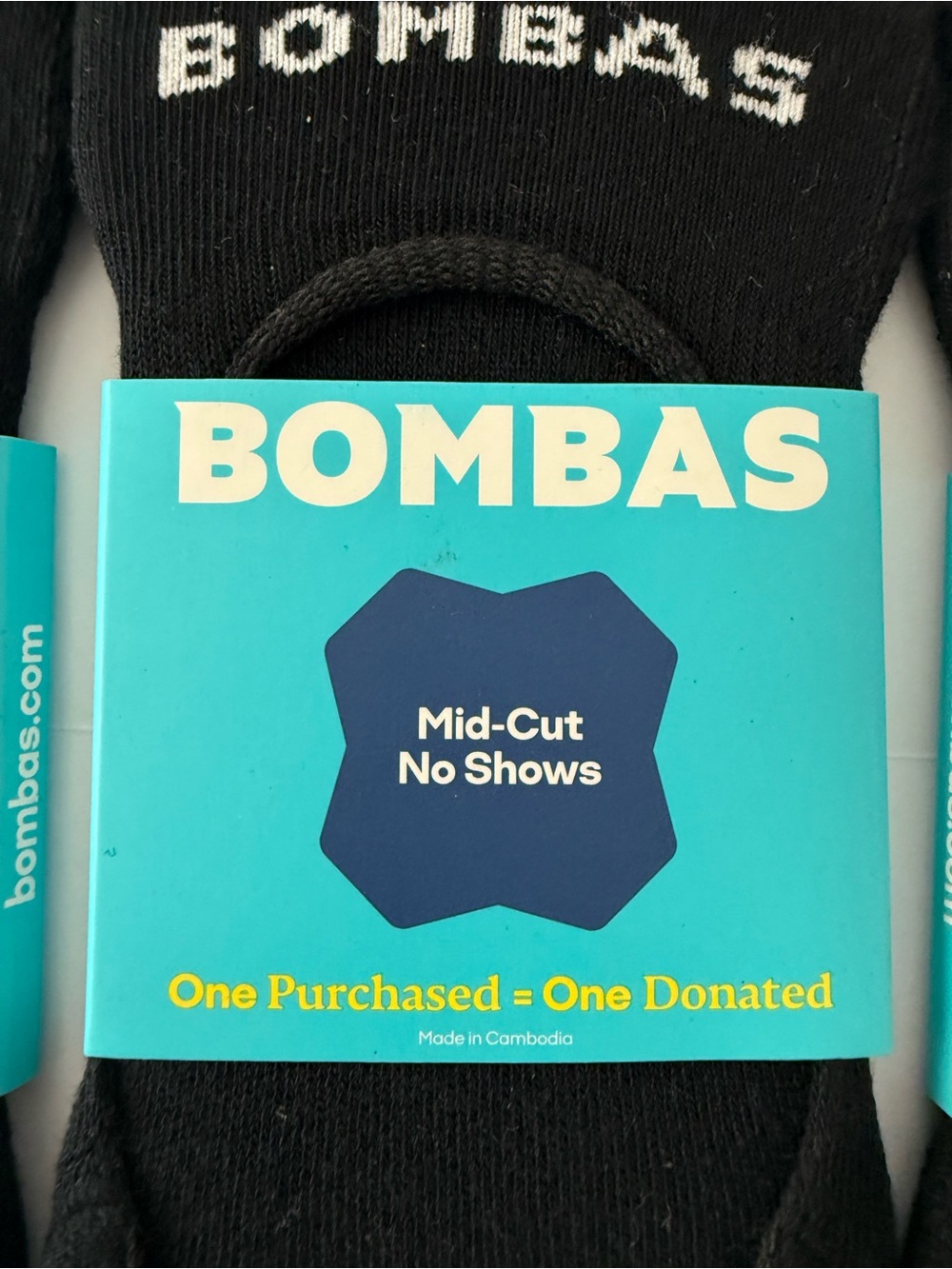 Bombas Black Mid-Cut No-Show Socks - 3 Pack - Picture 2 of 3